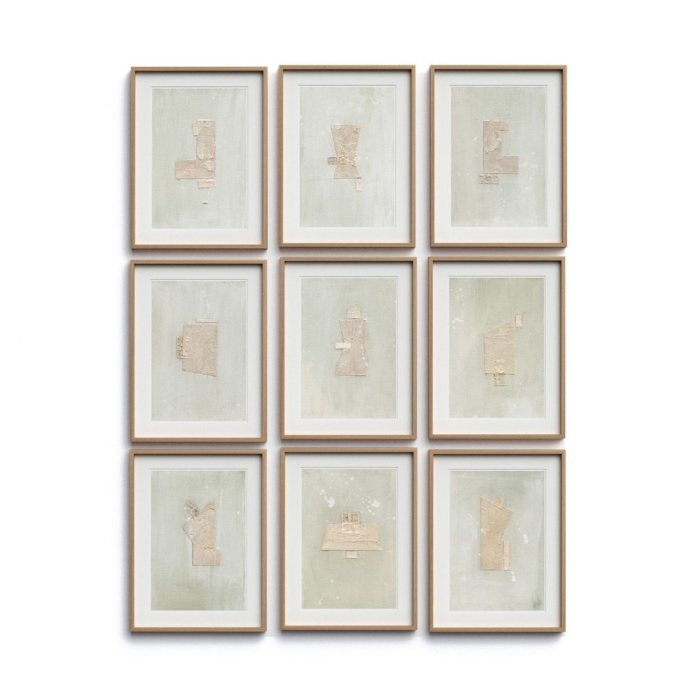 Wall Art Galactic Set Of 9 by Jade Dacay - White Oak Frame