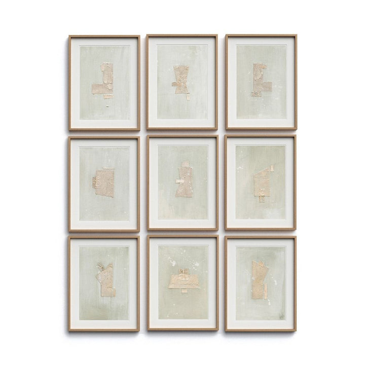 Wall Art Galactic Set Of 9 by Jade Dacay - White Oak Frame