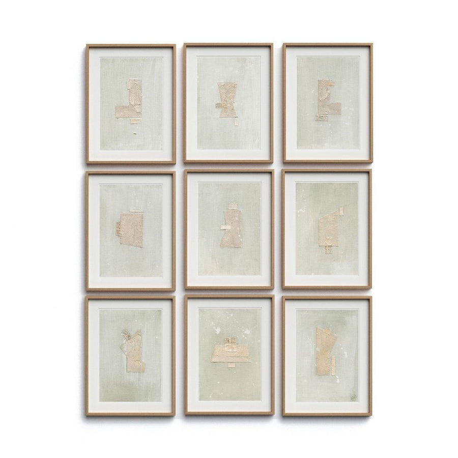 Wall Art Galactic Set Of 9 by Jade Dacay - White Oak Frame