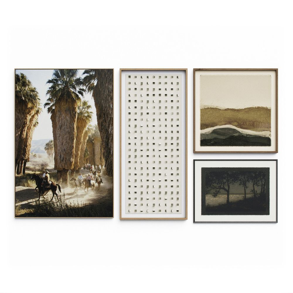 Wall Art Luminous Serenity Set by Multi-Artist - Rustic Walnut Frame