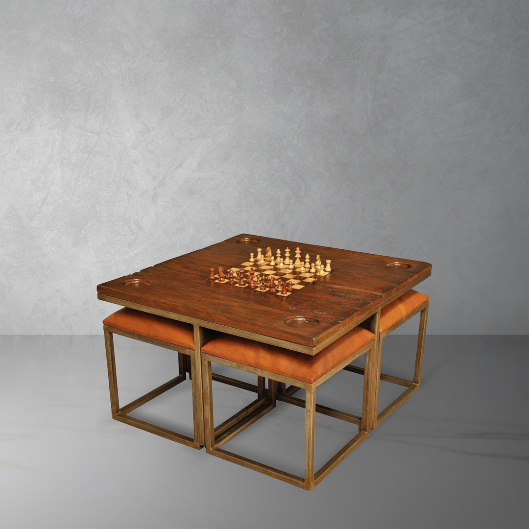 Game Table Stools Low Game Table With Four Stools by SARREID Game Tables SARREID-25693 ...