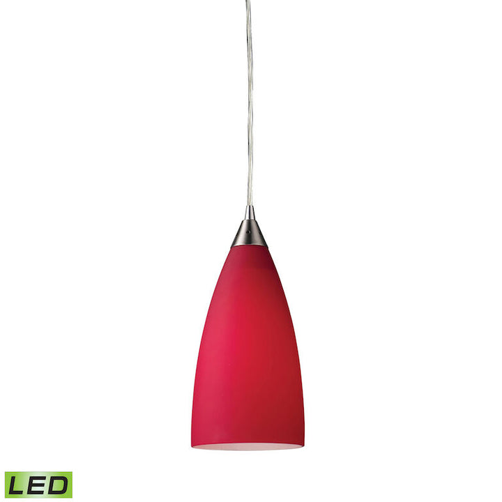 Vesta 5'' Wide 1 - Light Pendant-Elk Home-ELK-2583/1-LED-PendantsSatin Nickel with Cardinal Red Glass (LED)-5-France and Son