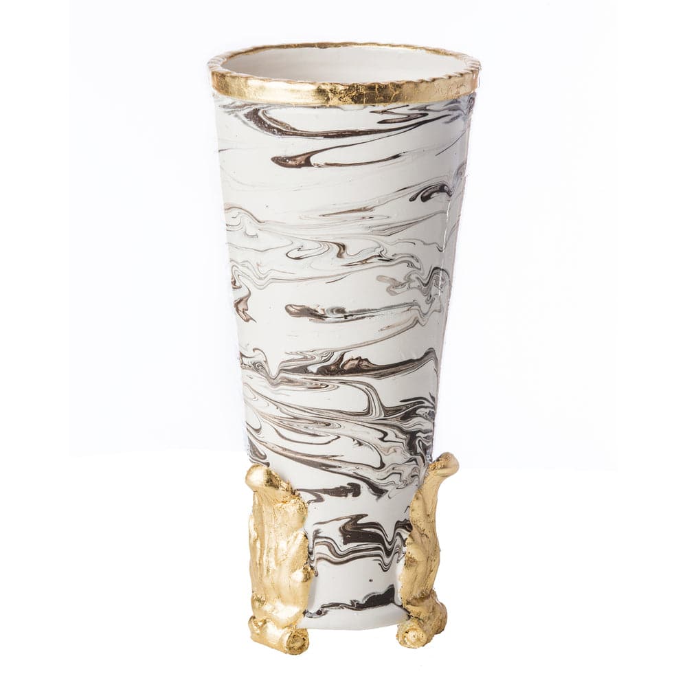Roma Collection, Marble Vase with Gold Acanthus Accents-ABIGAILS-ABIGAILS-260106-Vases-1-France and Son