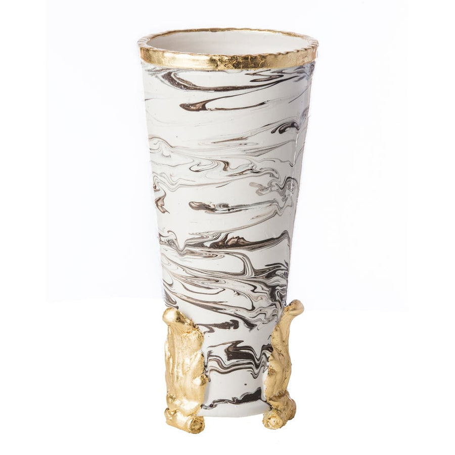 Roma Collection, Marble Vase with Gold Acanthus Accents-ABIGAILS-ABIGAILS-260106-Vases-1-France and Son