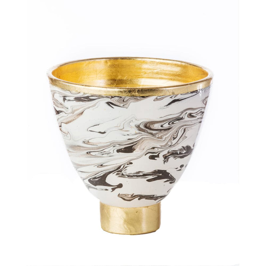 Roma Collection, Marble Cachepot with Gold Accents-ABIGAILS-ABIGAILS-260107-Planters-1-France and Son
