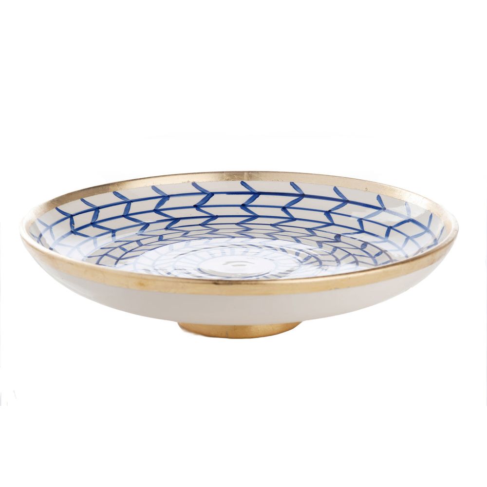 Serveware: Trays Contempo Collection, Decorative Geometric Ceramic Footed Plate