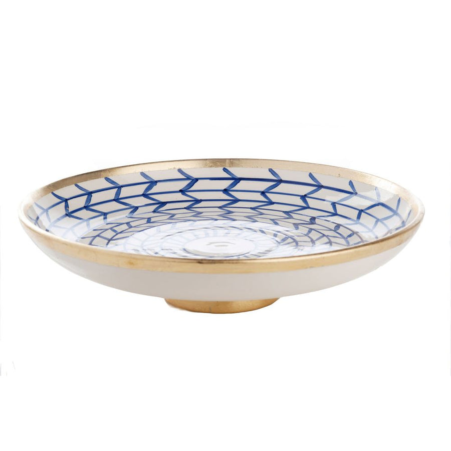 Serveware: Trays Contempo Collection, Decorative Geometric Ceramic Footed Plate
