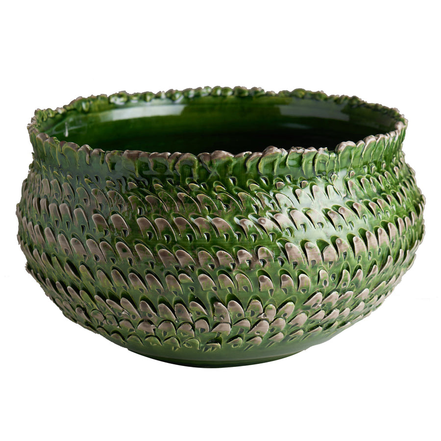 Green/Grey Feathered Bowl-ABIGAILS-ABIGAILS-260196-Bowls-1-France and Son