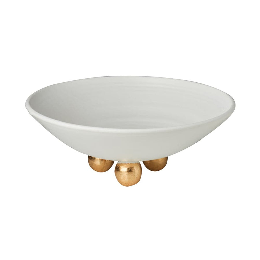 Catalina Footed Plate, Matte White, Gold Feet-ABIGAILS-ABIGAILS-260212-BowlsPlate-1-France and Son