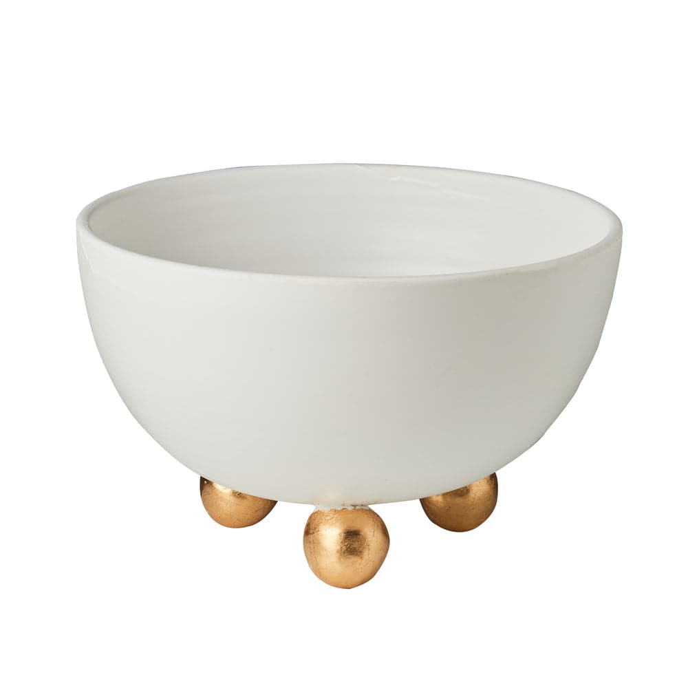 Catalina Footed Plate, Matte White, Gold Feet-ABIGAILS-ABIGAILS-260213-BowlsBowl-2-France and Son