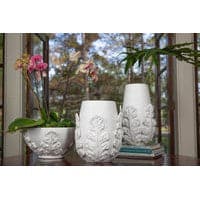 Greco Short Vase, White Leaves-ABIGAILS-ABIGAILS-260281-Vases-2-France and Son