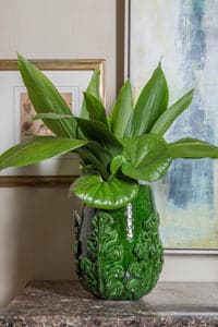 Greco Short Vase, Green Leaves-ABIGAILS-ABIGAILS-260284-Vases-2-France and Son