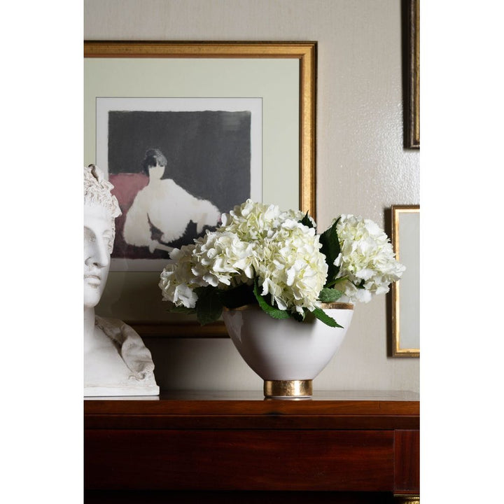 Bowls Contempo Collection, White Footed Bowl w/ Matte Gold, Large
