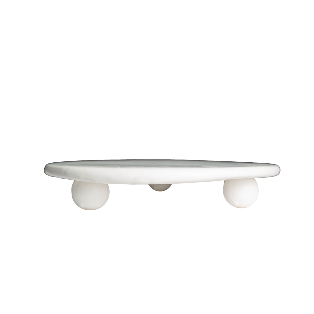 Catalina Footed Cheese / Cake Plate, Matte White, White Feet-ABIGAILS-ABIGAILS-260298-Trays-1-France and Son