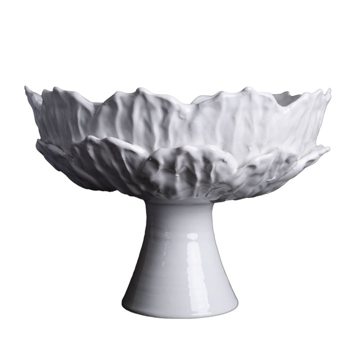 Bowls Foliage Footed Compote, White