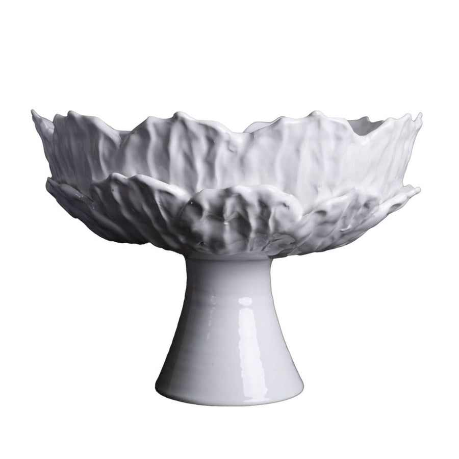 Bowls Foliage Footed Compote, White