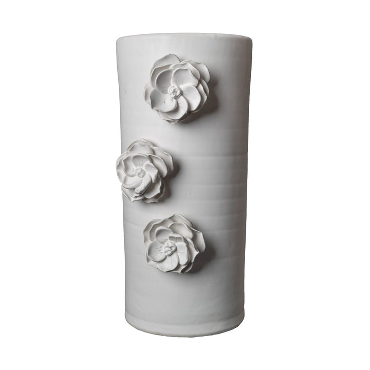 Vases Catalina Vase, Applied Flowers, Matte White