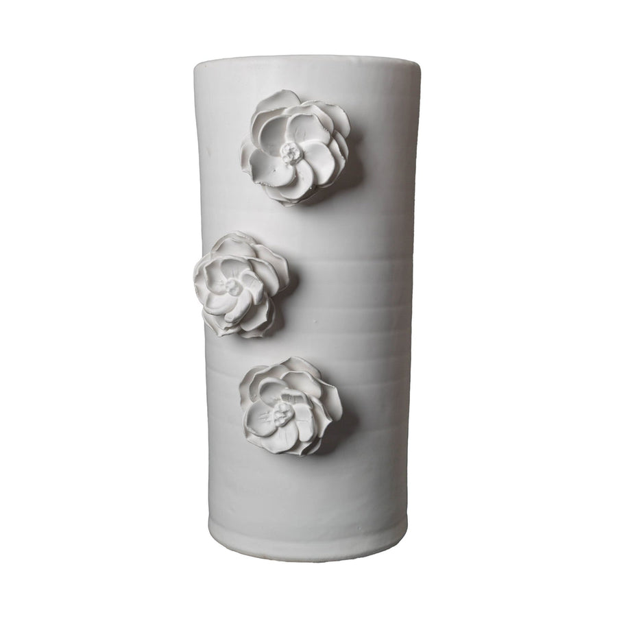 Vases Catalina Vase, Applied Flowers, Matte White