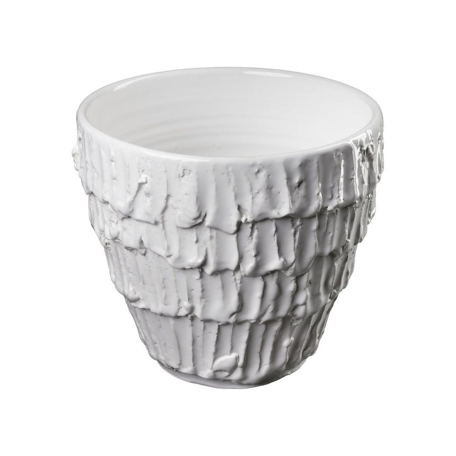 Indoor Planters Fringe Cachepot, White
