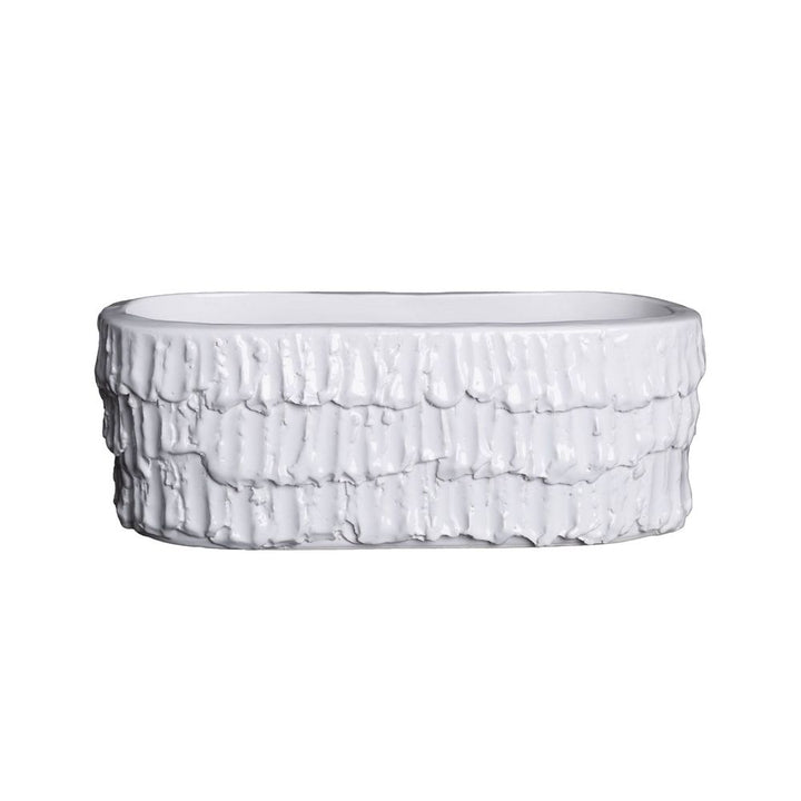 Indoor Planters Fringe Planter, Oval, White