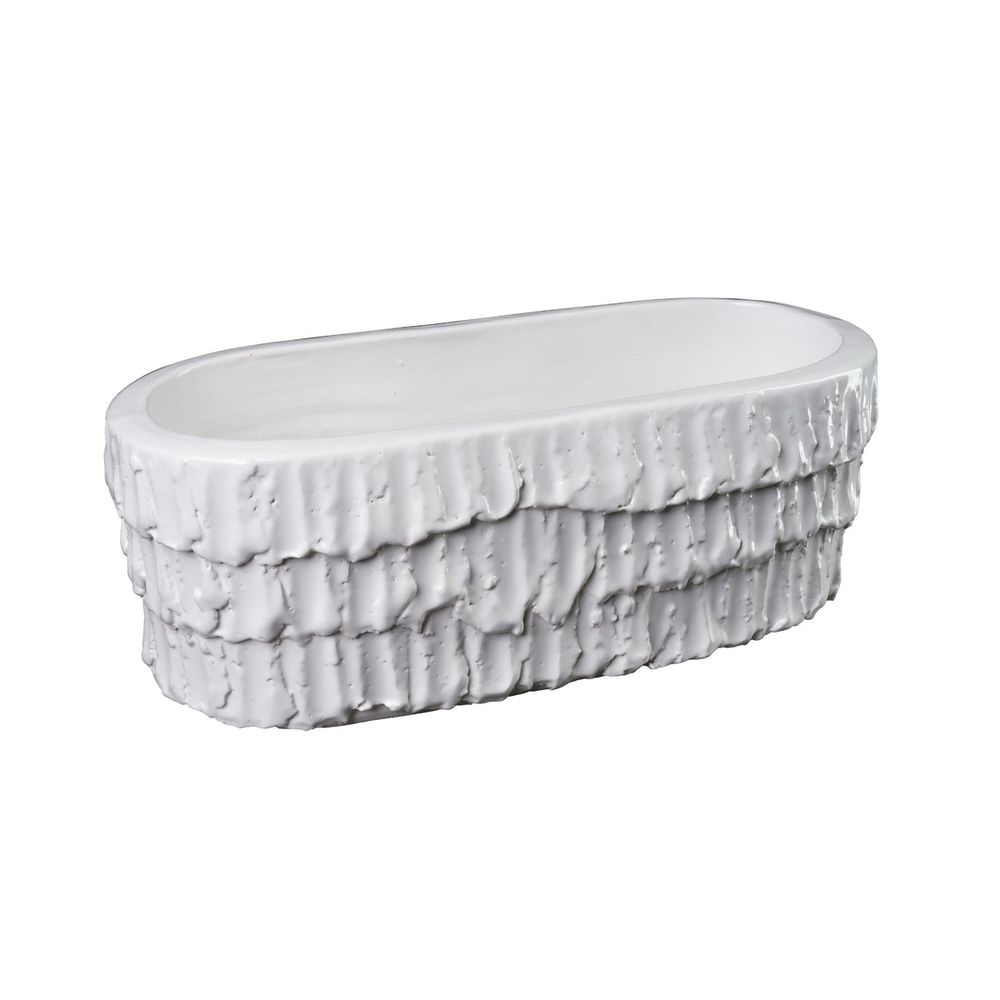 Indoor Planters Fringe Planter, Oval, White