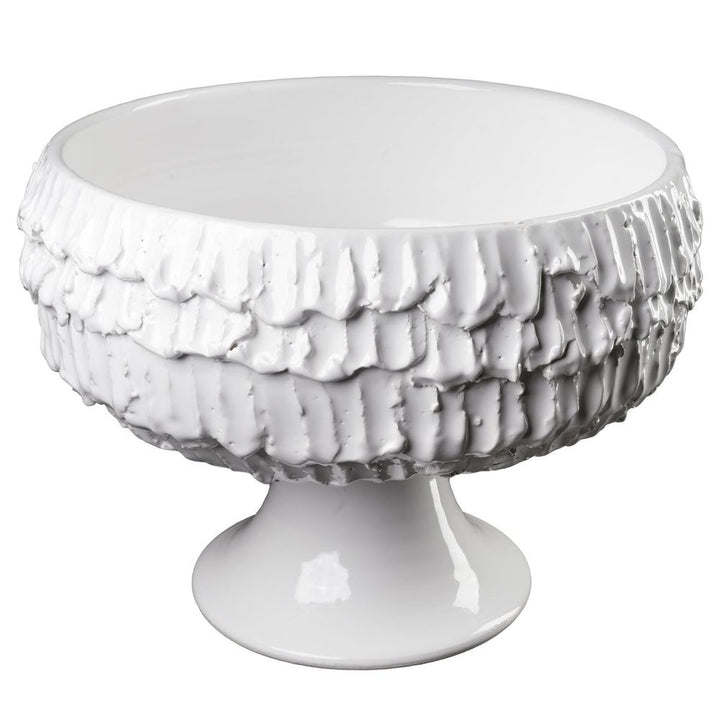 Bowls Fringe Footed Compote, White