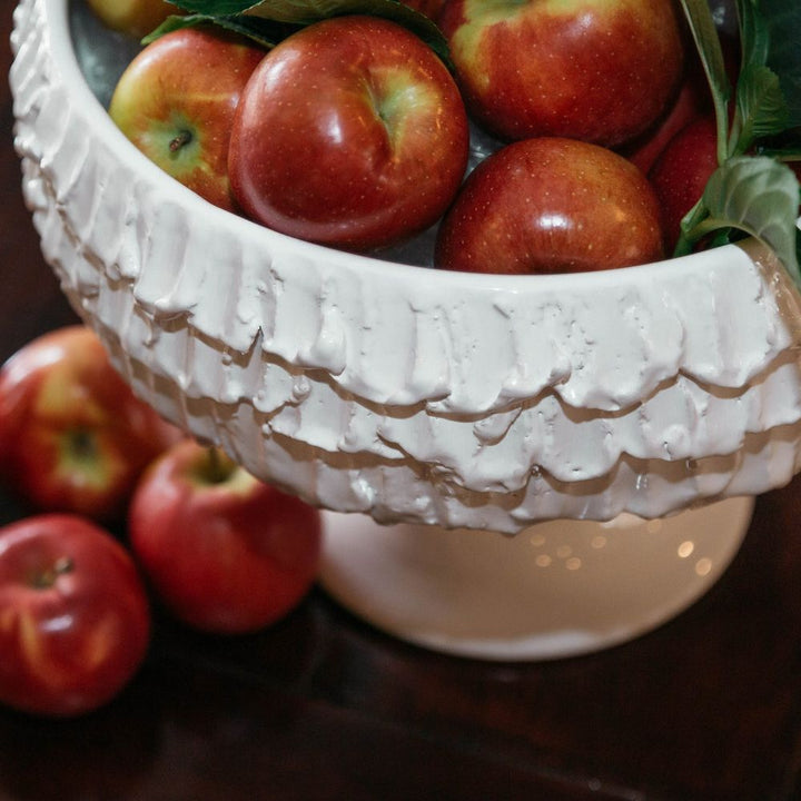 Bowls Fringe Footed Compote, White