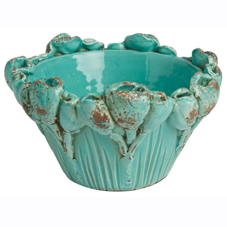 Bowls Les Fleur Sea-foam Bowl, Flowers