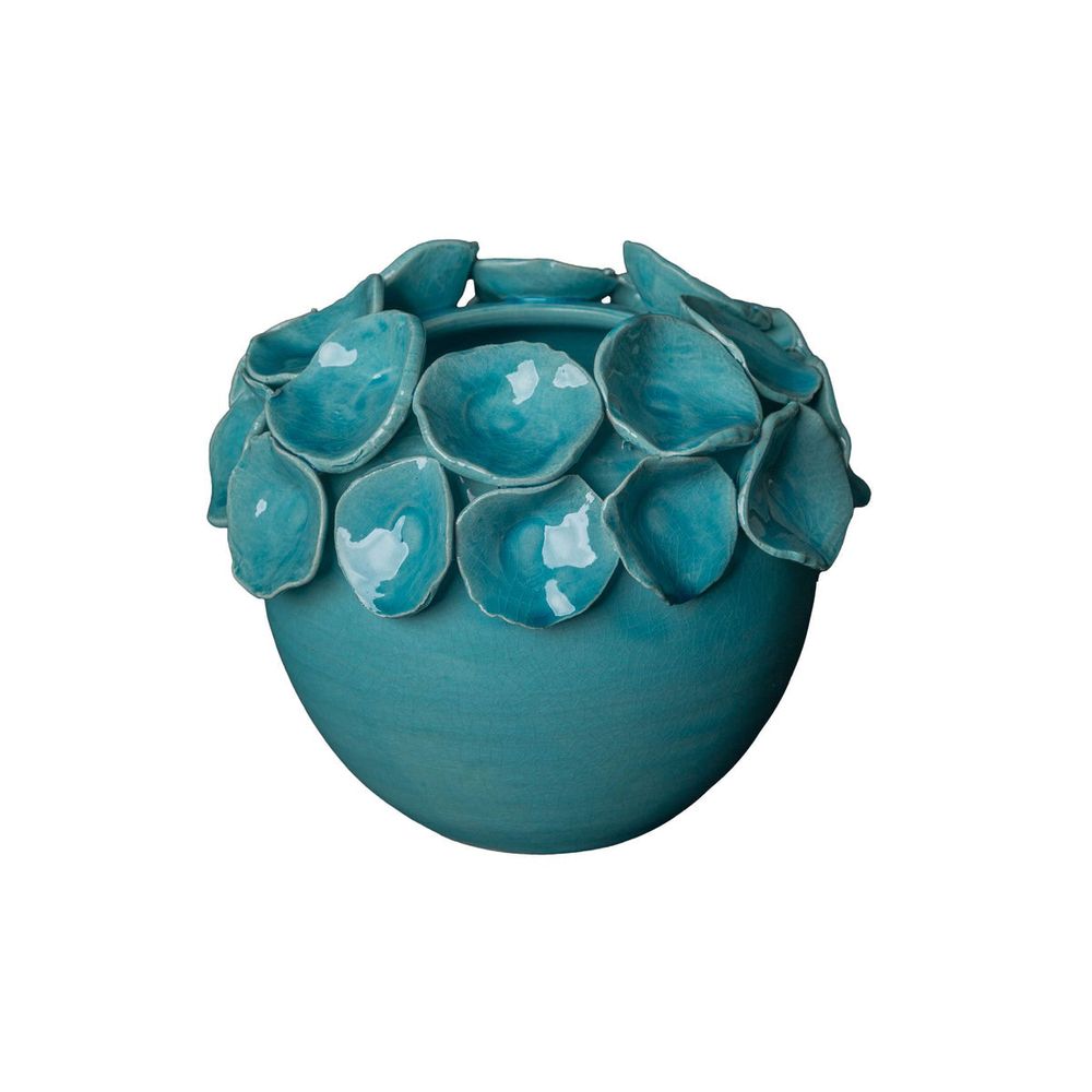 Indoor Planters Cachepot with Petals, Turquoise