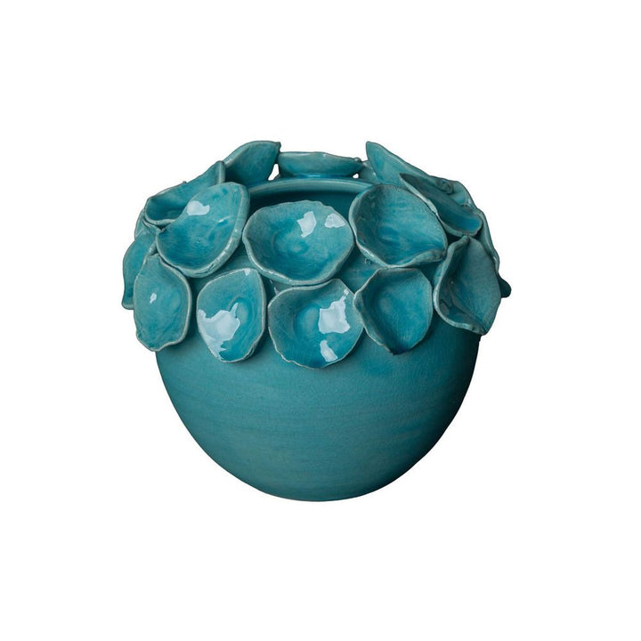 Indoor Planters Cachepot with Petals, Turquoise