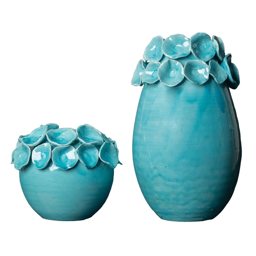 Indoor Planters Cachepot with Petals, Turquoise