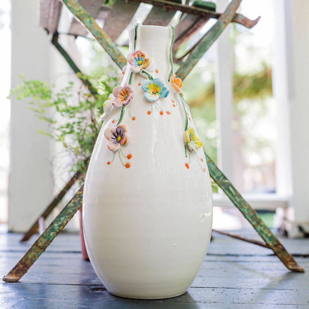 Vases Colorful Flower Vase with Multi-Colored Small Flowers