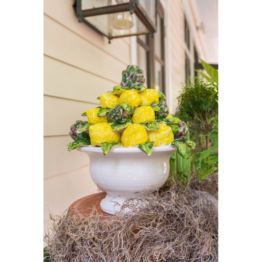Faux Florals Lemon & Artichoke Topiary, Painted