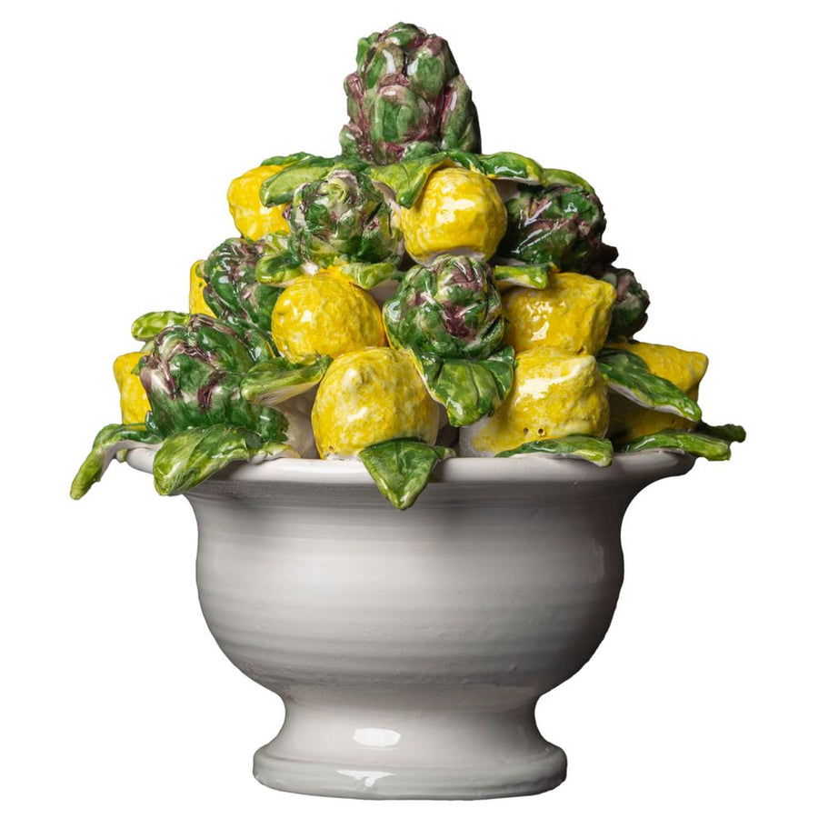 Faux Florals Lemon & Artichoke Topiary, Painted
