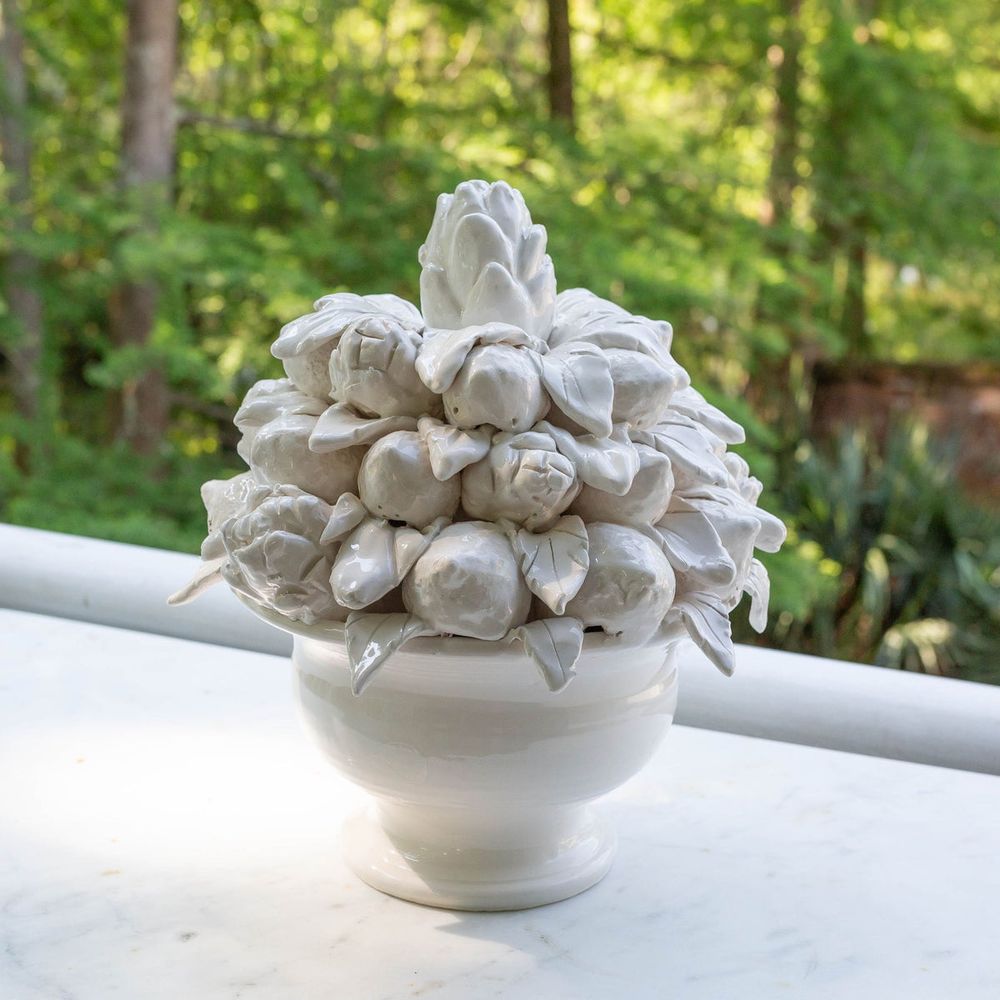 Faux Florals Lemon & Artichoke Topiary, Ivory
