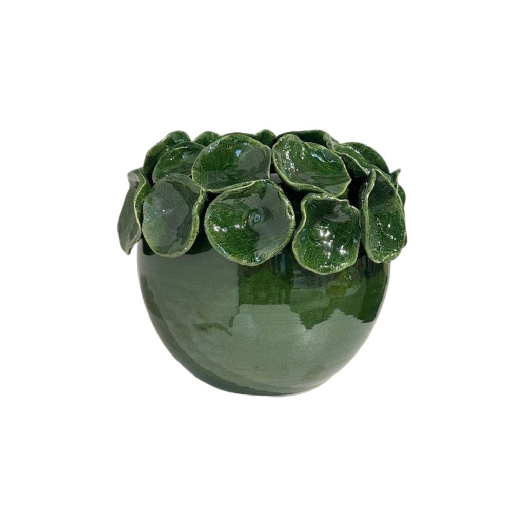 Indoor Planters Cachepot with Petals, Green