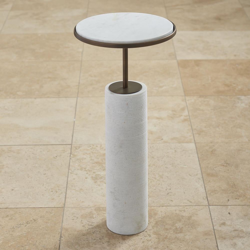 Tall Cored Marble Table-Bronze