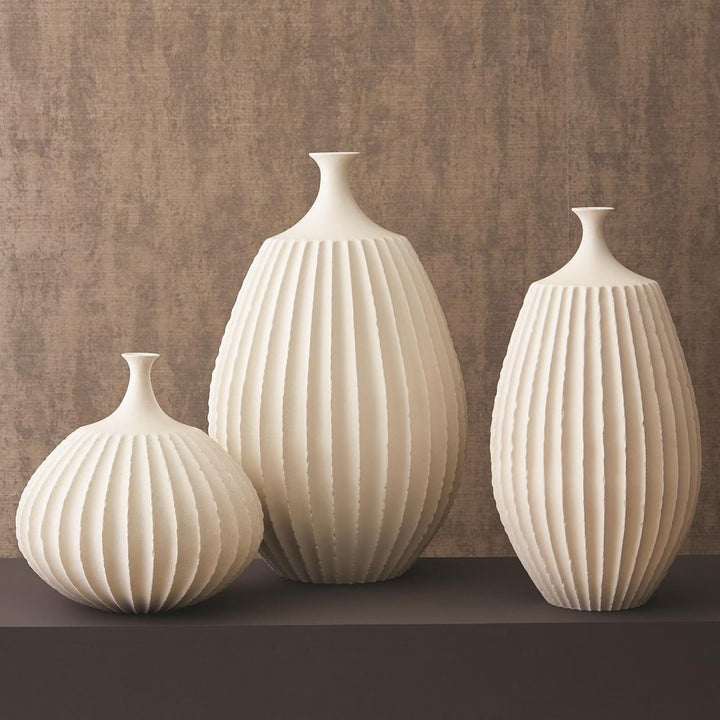 Sawtooth Vase - Rustic White - Lg