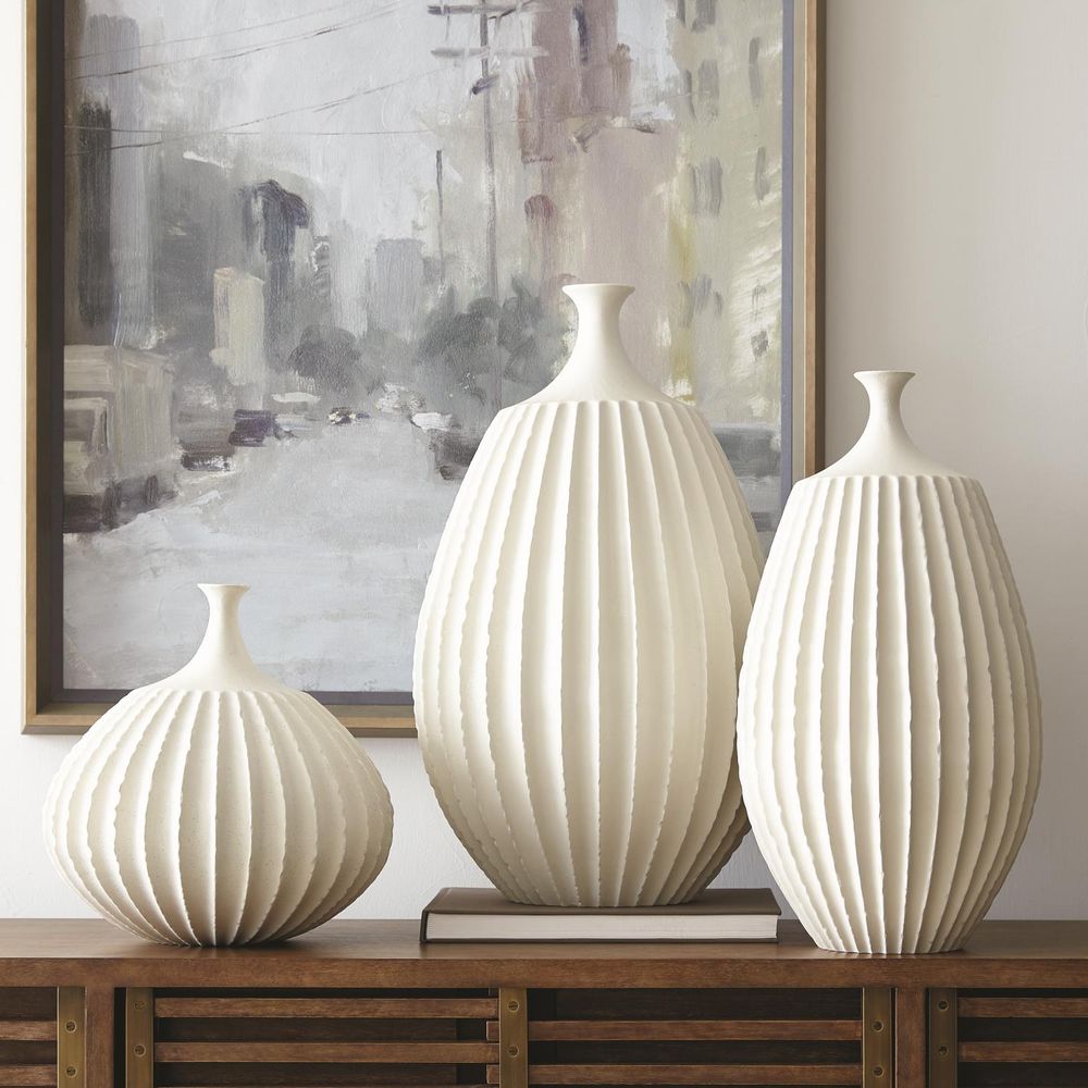 Vases Sawtooth Vase - Rustic White - Lg