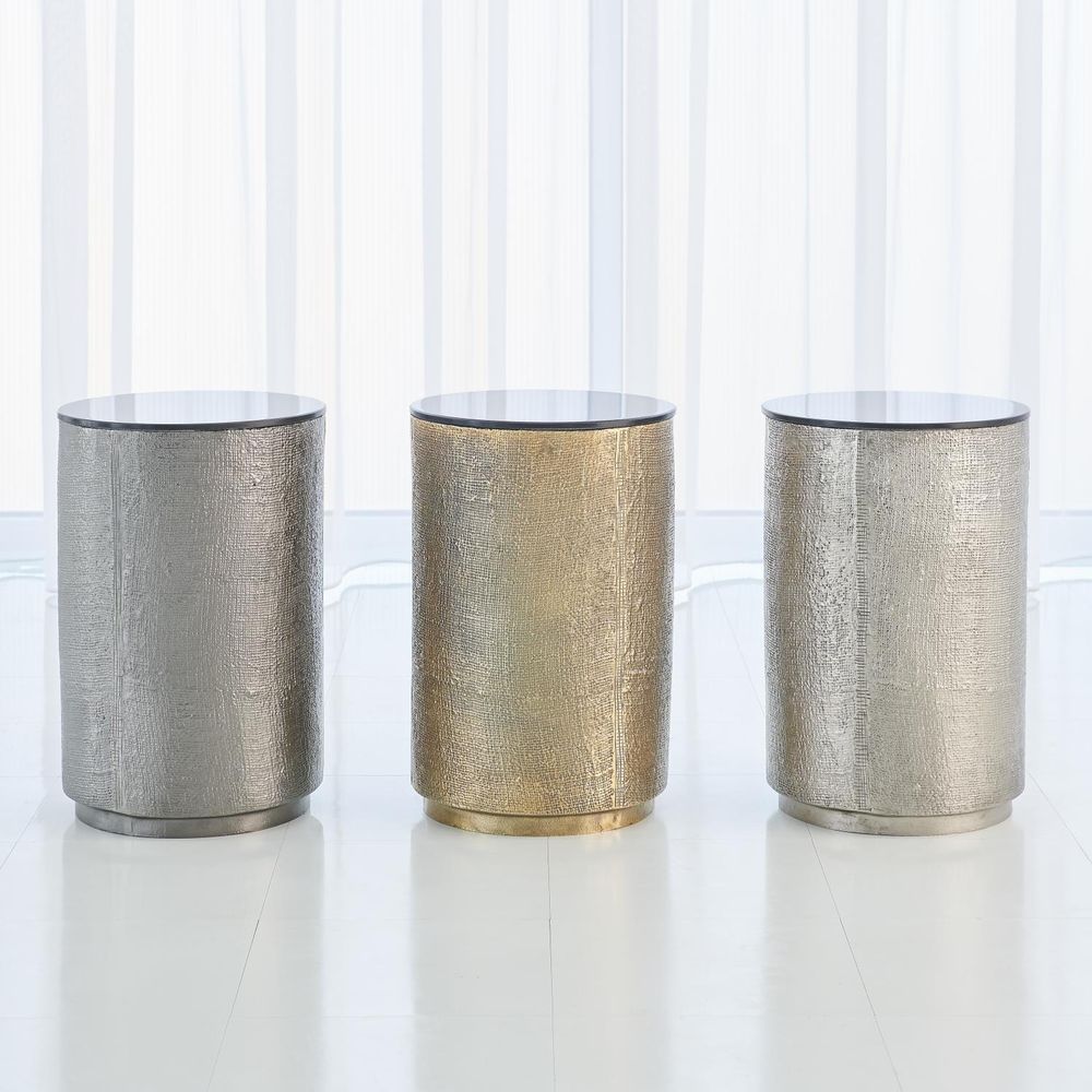 Side Tables Hemp Etched Barrel Table-Antique Brass