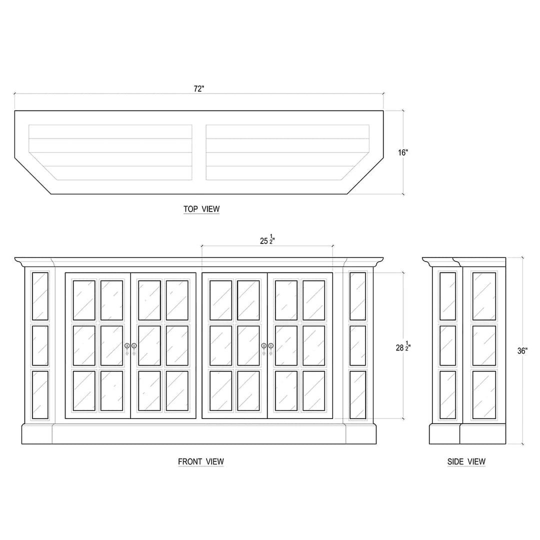 Cape Cod Narrow Media Console-Bramble-BRAM-26398STW-HRW-LDT-Sideboards & CredenzasStraw Wash & Architectural White-9-France and Son