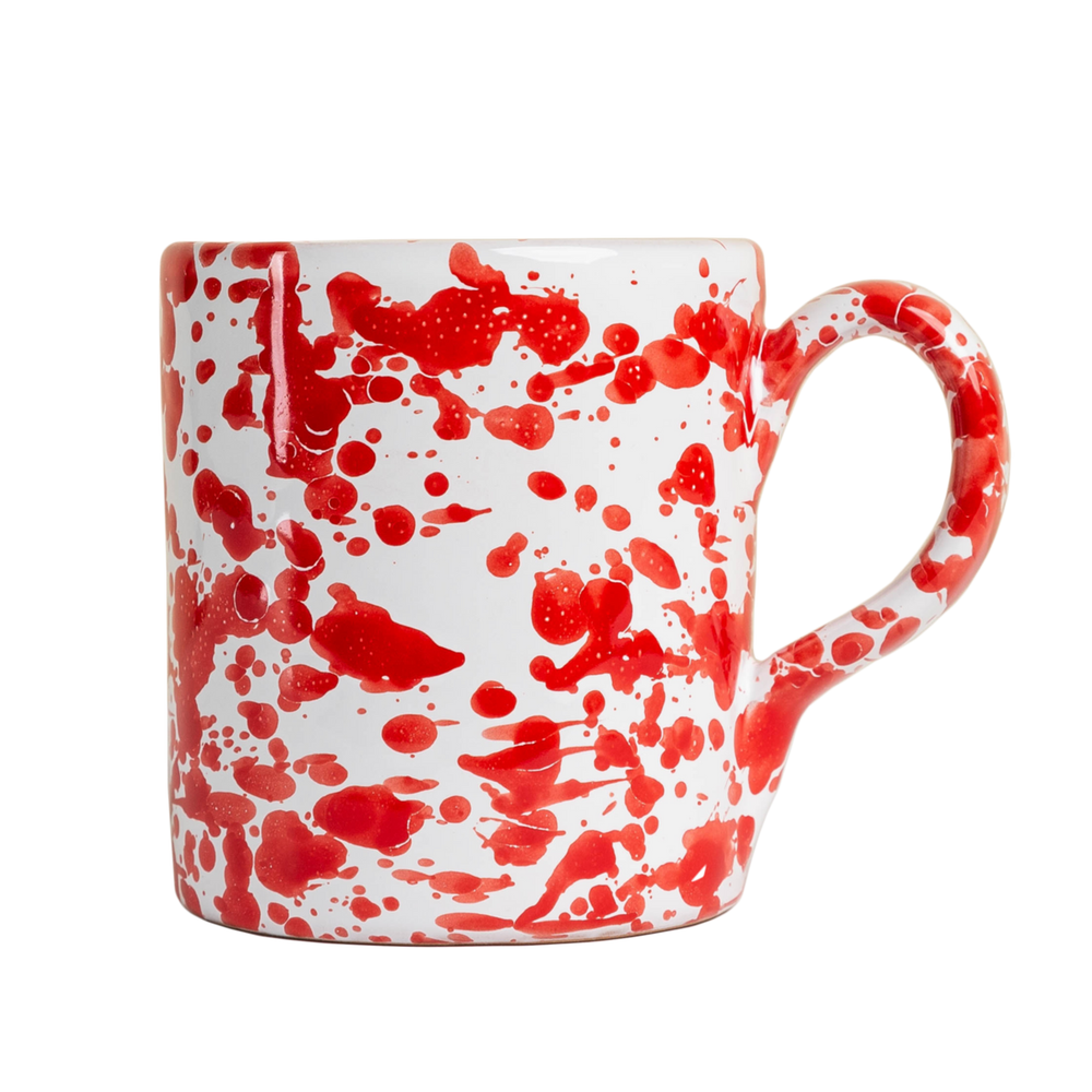 Taverna Speckled Mug, Red / White, Set of 4