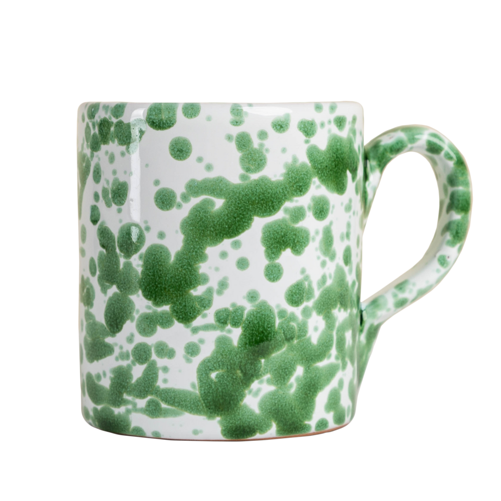 Taverna Speckled Mug, Green / White, Set of 4
