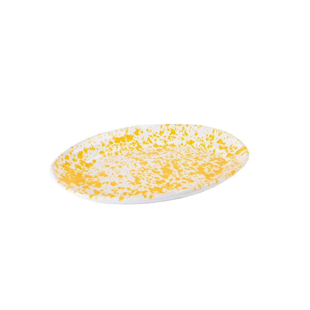 Salad Plates Taverna Speckled Oval Platter, Yellow/White