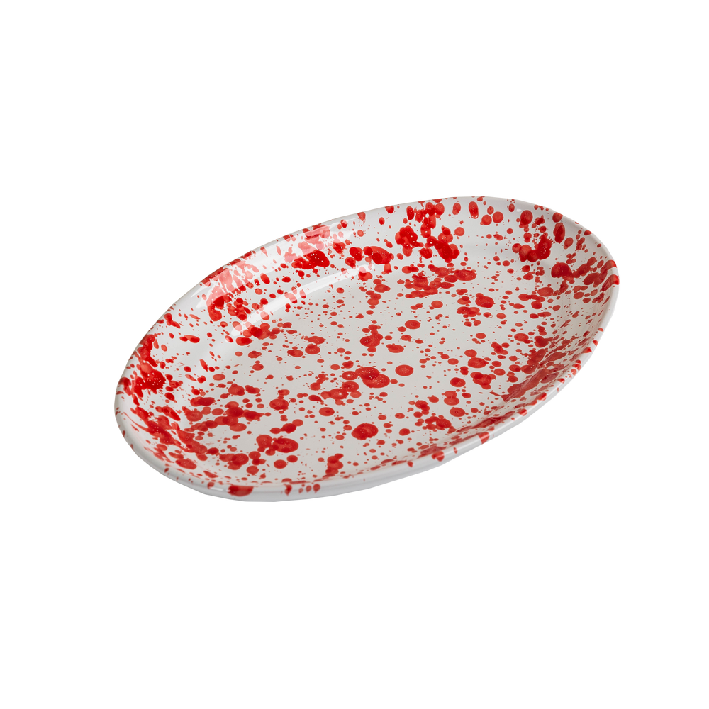 Taverna Speckled Oval Platter-ABIGAILS-ABIGAILS-264042-TraysRed/White-1-France and Son