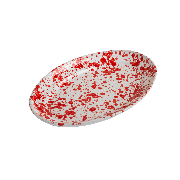 Taverna Speckled Oval Platter-ABIGAILS-ABIGAILS-264042-TraysRed/White-1-France and Son