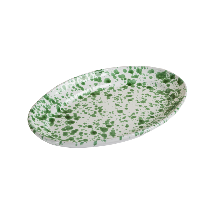 Taverna Speckled Oval Platter-ABIGAILS-ABIGAILS-264043-TraysGreen/White-2-France and Son