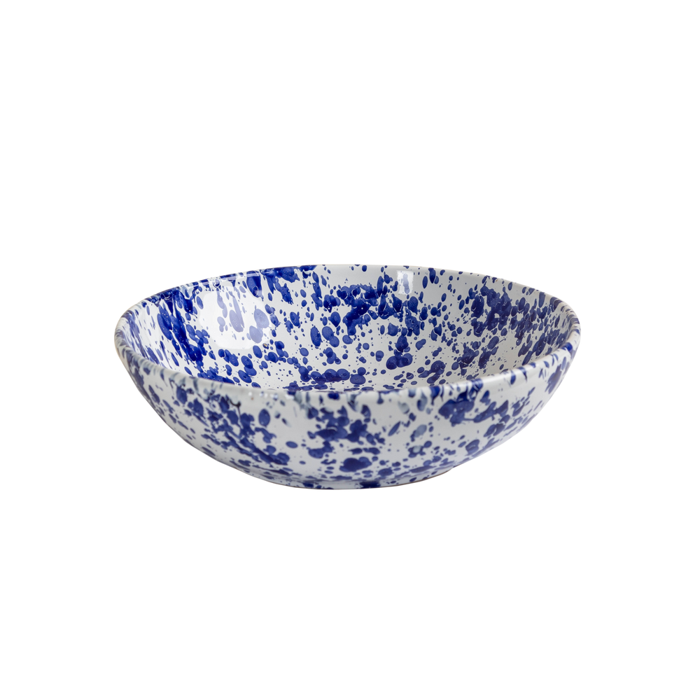 Taverna Speckled Serving Bowl in Cobalt/White