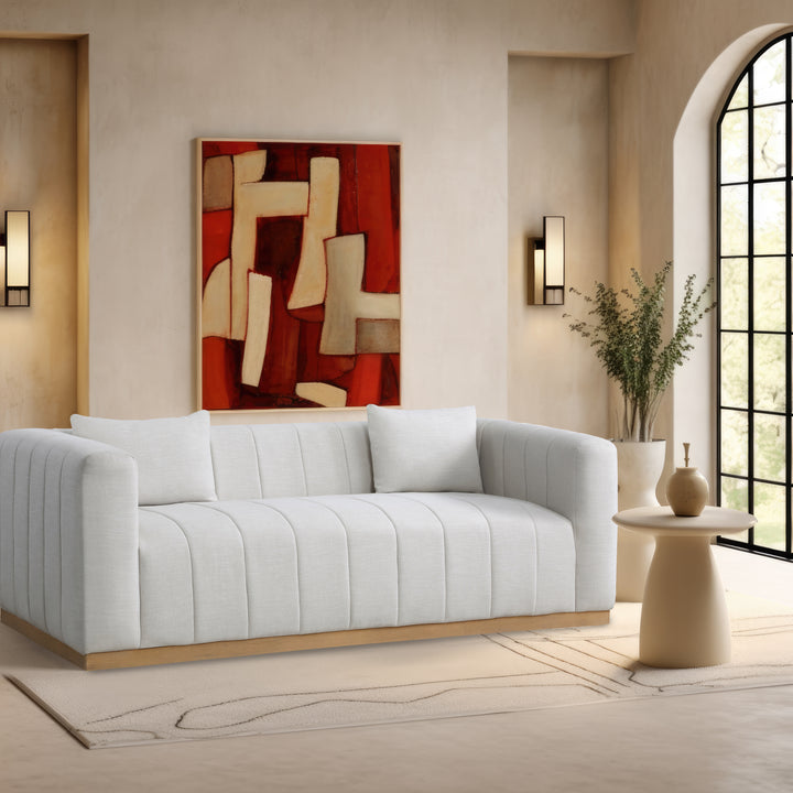 Lucid 90.5" Linen Textured Fabric Upholstered Sofa