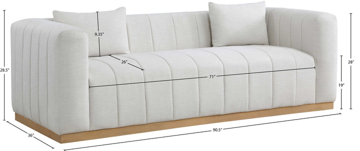 Lucid 90.5" Linen Textured Fabric Upholstered Sofa